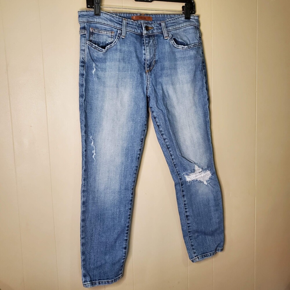 JOE's JEANS Med-Light Wash Distressed "COOPER SKINNY Ankle" Jeans Sz 26